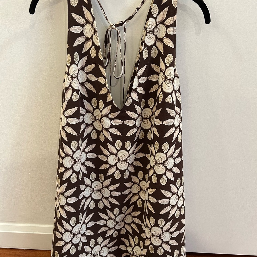 Hill House Brown and White Floral Mini Dress